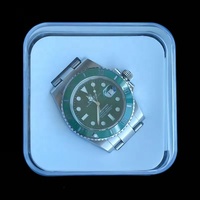 Boîte à montre transparente carrée de luxe avec étui de présentation individuel en plastique transparent, logo personnalisé, emballage cadeau portable
