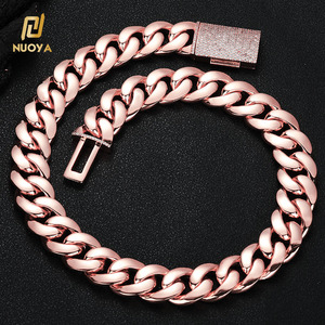 Collana NUOYA in Ottone Placcato Oro 18K con Zirconi Personalizzati, Design con Chiusura Lunga, Catena Cubana Spessa per <span class=keywords><strong>Uomo</strong></span> - Product Image 1