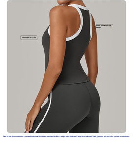 Camiseta Deportiva de Yoga y Fitness para <span class=keywords><strong>Mujer</strong></span>, Ajustada, de Secado Rápido, con Cuello Redondo y Bloques de Color Personalizados, que Estiliza la Espalda - Product Image 6