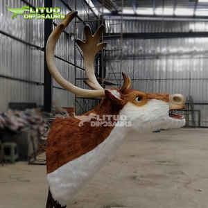 Tête d'animal d'intérieur de modèle Rudolf de renne animatronique de Noël chantant grandeur nature - Product Image 3
