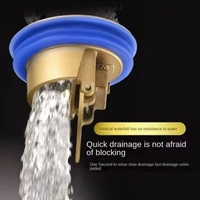 Couvercle de joint d'égout de drain de sol universel en laiton moderne tout en cuivre, anti-odeur, anti-insectes, pour artefact de salle de bain