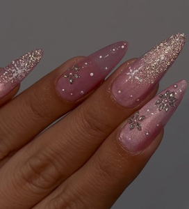 <span class=keywords><strong>Uñas</strong></span> postizas acrílicas hechas a mano con efecto ombré rosa, estilo stiletto mediano, con diseño de mariposa cuadrada y purpurina, para salón de manicura. - Product Image 3