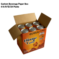Boîte en carton ondulé personnalisée pour 6 bouteilles de jus, impression sur mesure, expédition directe, pour 355ml/473ml