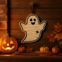 Ornamen Hantu Anyaman Rotan, Dekorasi Dinding Pesta Halloween, Hiasan Gantung Teras Seram, Grosir OEM, Hiasan Dinding Hantu