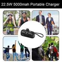 Mini batterie externe Li-Polymère haute capacité 2-en-1 5000 mAh, entrée Type-C, charge rapide 10W, chargeur portable d'urgence pour l'extérieur