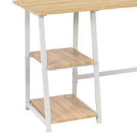 Bureau d'ordinateur moderne de luxe en bois blanc et métal, table d'ordinateur portable assemblée avec étagère de rangement pour une utilisation efficace à la maison ou au travail