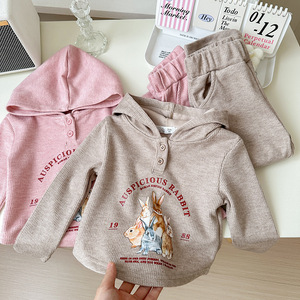 Collection Automne Filles 2025 Nouveau Style Ensemble Mode Bébé Lapin Sweat à Capuche Élégant pour Enfants - Product Image 4