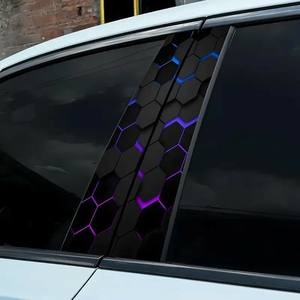 2pcs Laser Plaid <strong>Vinyl</strong> Car Decals Self-Adhesive Space-Themed Rectangle <strong>Stickers</strong> <strong>for</strong> Front B-Pillar Scratch-Resistant Auto Parts - Product Image 5