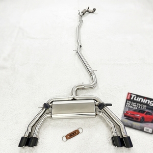 Système d'échappement complet en acier inoxydable SDO pour VW <span class=keywords><strong>Golf</strong></span> 7R/7.5R MK7/MK7.5 2.0T 2012-2020 avec tuyau de descente droit et embouts en carbone - Product Image 1