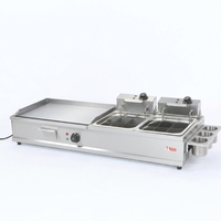 DanFuQi Plaque de cuisson électrique de comptoir en acier inoxydable de qualité supérieure personnalisée avec friteuse double à réservoirs 3KW+5KW pour cuisine commerciale