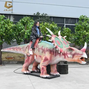 Sikke işletilen dinozor sürmek eğlence parkı sürmek animatronic modeli dinozor binmek çocuklar için