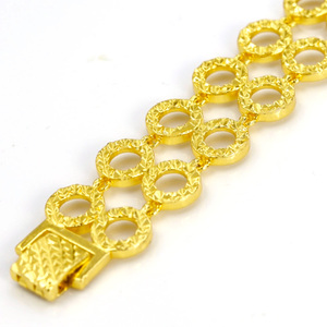 Bracelet unisexe <span class=keywords><strong>de</strong></span> luxe style <span class=keywords><strong>Palais</strong></span>, en laiton plaqué or 24 carats, avec zircon et maillons creux, par Z H Jewelry Store - Product Image 4