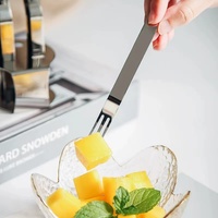 6pc ensemble d'étiquettes de fruits en acier inoxydable haute beauté lumière luxe dessert gâteau petite fourchette avec support