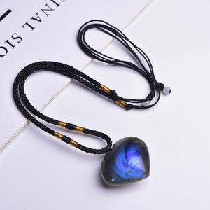 批发天然拉长石爱情吊坠月光石海洋之心吊坠项链蓝色月光水晶半宝石 - Product Image 4