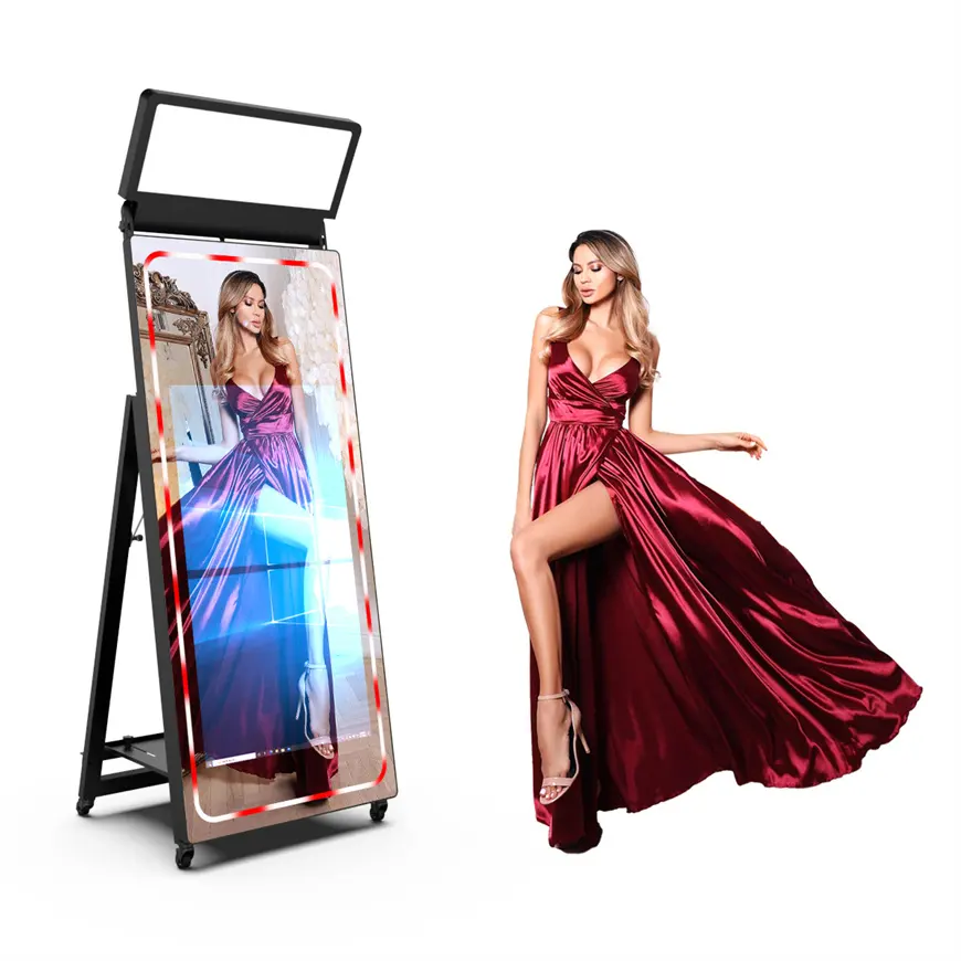 Animated Touchscreen Mirror Booth Compatible with Camera and SLR Devices