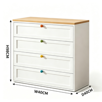 Commode moderne à 4 tiroirs en acier, plateau blanc, boutons colorés, autoportante, durable, rangement pour chambre à coucher, vêtements, jouets, maison