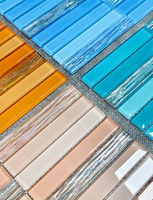 Mosaico de Cristal, Mezcla de Mosaico de Cristal Iridiscente Electrochapado para Decoración de Hoteles, Villas, Centros Comerciales, Baños y Cocinas