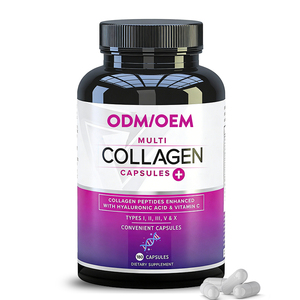 Capsule <span class=keywords><strong>di</strong></span> <span class=keywords><strong>Collagene</strong></span> Multiplo OEM con Etichetta Privata, Peptidi Marini, Acido Ialuronico, Vitamina C, 180 Capsule, <span class=keywords><strong>Integratori</strong></span> <span class=keywords><strong>di</strong></span> <span class=keywords><strong>Collagene</strong></span> per lo Sbiancamento - Product Image 1