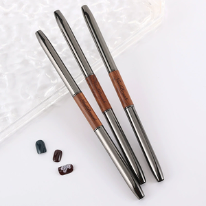 Private Label Sandalwood Dual End Nail Art Brush Oval Nylon Gel Liner <b>Builder</b> Primer Extension Painting Brush - Product Image 5