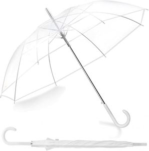 Paraguas Recto Transparente Semiautomático con Mango en J, PVC Impermeable, Impresión Personalizada, Precio Económico, Promoción al por Mayor - Product Image 1