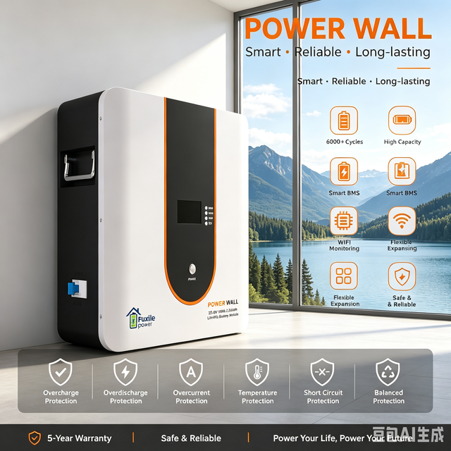 Wall Mounted Powerwall LiFePO4 Battery 25.6V 51.2V Home Energy Storage Battery Built-in Smart BMS 6000 Cycles Lithium Battery