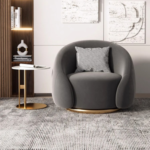 Modern Accent Tufted Lounge Swivel Armchair Luxury Gold Metal Frame <b>Sofa</b> Chair for <b>Hotel</b> Bedroom Living Room Furniture Rotating - Product Image 5