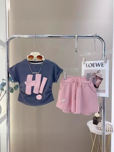 Nuovi modelli abbigliamento estivo per bambini abbigliamento sportivo da ragazza Set Top + <span class=keywords><strong>pantaloncini</strong></span> Set abbigliamento per bambini - Product Image 5
