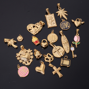 Accesorios de Dijes DIY al Por Mayor Chapados en Oro de 18K para Fabricación de Joyería de Acero Inoxidable sin Deslustre con Corazón, Sol y Palmeras - Product Image 5