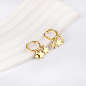 Pendientes de Moda de Oro de 18k con Diseño de Luna y Estrella, Joyería Vintage, Pendientes de Acero Inoxidable para Niñas, Mujeres y Niños - Product Image 4
