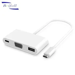 USB-C к многопортовому адаптеру VGA с поддержкой USB 3,0 порта Type-C 1080P