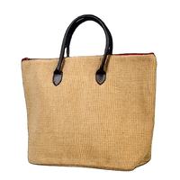 Sac de shopping en jute écologique de qualité supérieure avec poignée en ruban de cuir noir Produit de haute qualité à prix abordable