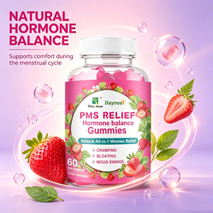 Gomitas veganas Wins Town PMS con hormonas para el equilibrio hormonal, promueven una piel suave, suplemento para la salud, sabor a fresa, gomitas dietéticas. - Product Image 1