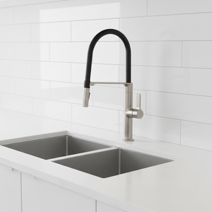 <span class=keywords><strong>Grifo</strong></span> de <span class=keywords><strong>Cocina</strong></span> Moderno de Latón con Dos Funciones, Níquel Cepillado, Agua Fría y Caliente, Monomando, <span class=keywords><strong>Manguera</strong></span> Giratoria Ajustable - Product Image 2