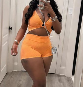 Viviblook Z401ST05 Conjunto Casual de 2 Piezas para Mujer, Estilo Lounge, Shorts Ajustados por Encima de la Rodilla y Chaleco, Diseño Sólido de Punto - Product Image 5