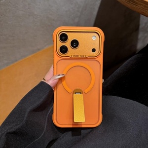 Bumper <b>Stand</b> Magnetic <b>Pc</b> Phone Case for iPhone 17 Air 16 15 Pro Max Metal Holder Matte Frosted Bracket Shockproof Tpu Back Cover - Product Image 3