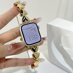 Correa de reloj de metal en forma de corazón de 38 40 41 42 44 45 49 mm, plateada, oro rosa, chapada en metal, para Apple Watch. - Product Image 3