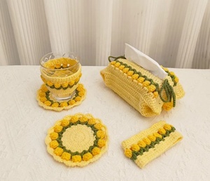 Caja de pañuelos de tulipán de hilo tejido hecho a mano, almohadilla aislante de <span class=keywords><strong>taza</strong></span> de té, decoración del hogar, cubierta de <span class=keywords><strong>taza</strong></span>, <span class=keywords><strong>taza</strong></span>, suéter, Mangas de <span class=keywords><strong>taza</strong></span> - Product Image 2