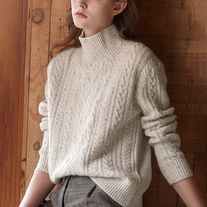 Winter Casual Long <b>Sleeve</b> Cashmere Sweater for Women Custom Label Support OEM Service 100% Cashmere Sweater - Product Image 2