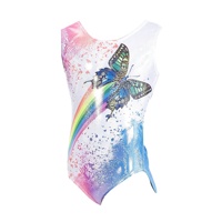 Maillot sin mangas de mariposa arcoíris para niñas, ropa de baile para escenario, cintura elástica, marca Winora, detección de agujas para niños