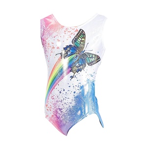 Maillot sin mangas de mariposa arcoíris para niñas, ropa de baile para escenario, cintura elástica, marca Winora, detección de agujas para niños - Product Image 1