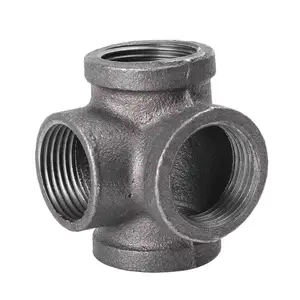 Acessórios de tubulação, distribuidor de 4 vias ferro fundido preto cruz 20 mm (1/2 ") / 25.5mm (3/4") ou 32mm (1 ")