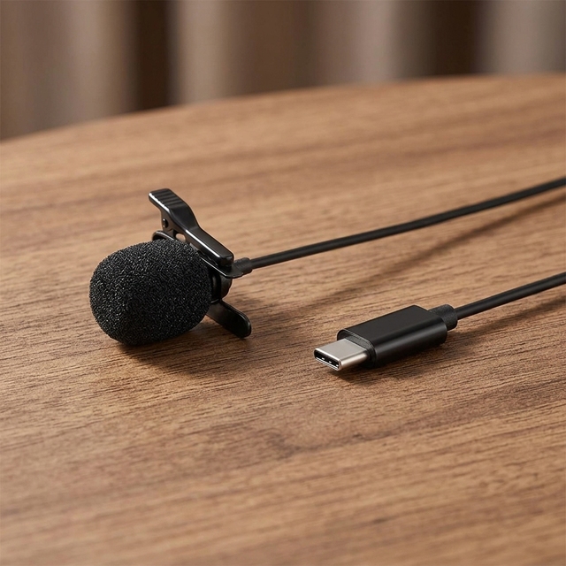 Clip-on Collar Lavalier Lapel Microphone Omni-directional Metal 1.5m 3.5mm Type-C USB Wired for Phone