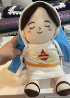 Jouets promotionnels de Noël : Poupée en peluche Marie, jouet souple respirant avec musique et lumières, cadeaux religieux pour anniversaires et Pâques pour enfants