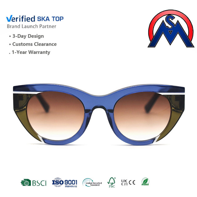 Fashion Cat Eye Acetate Frame Sunglasses for Unisex High Quality Custom Uv400 Trendy Sunglasses 2025