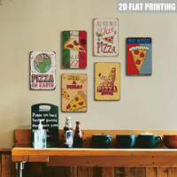 Letrero Metálico Vintage de Pizza en la Tierra, Decoración de Pared con Temática de Pizza para Cocina y Pizzería