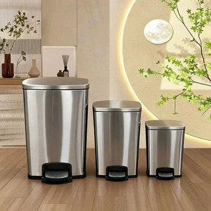 Cubo de Basura de Acero Inoxidable con Pedal, Rectangular, para Reciclaje en Interiores, 30 Litros, Diseño Minimalista - Product Image 1