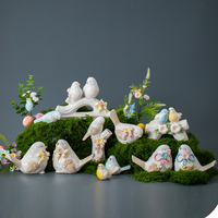 Décoration de jardin Petits oiseaux en céramique avec fleur Figurine d'oiseaux en céramique