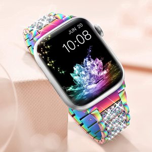 <span class=keywords><strong>Correa</strong></span> de Repuesto de Acero Inoxidable <span class=keywords><strong>para</strong></span> Reloj de Lujo, <span class=keywords><strong>Correa</strong></span> con Diamantes <span class=keywords><strong>para</strong></span> Mujer, Compatible con <span class=keywords><strong>Iwatch</strong></span> 9/8/7/6/5/4/3 - Product Image 4