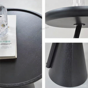 <span class=keywords><strong>Tavolino</strong></span> Rotondo Minimalista con Piano in MDF Laccato <span class=keywords><strong>Nero</strong></span>, Base in Ferro Opaco, Design a Pannelli, Ecologico e Durevole - Product Image 6
