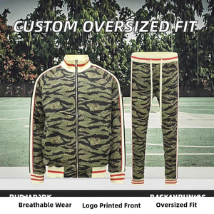 Breathable Polyester Fabric Two Piece Set With Full Zip <b>Jacket</b> Elastic Waist Pants Side Pockets Team Tracksuit - Product Image 2